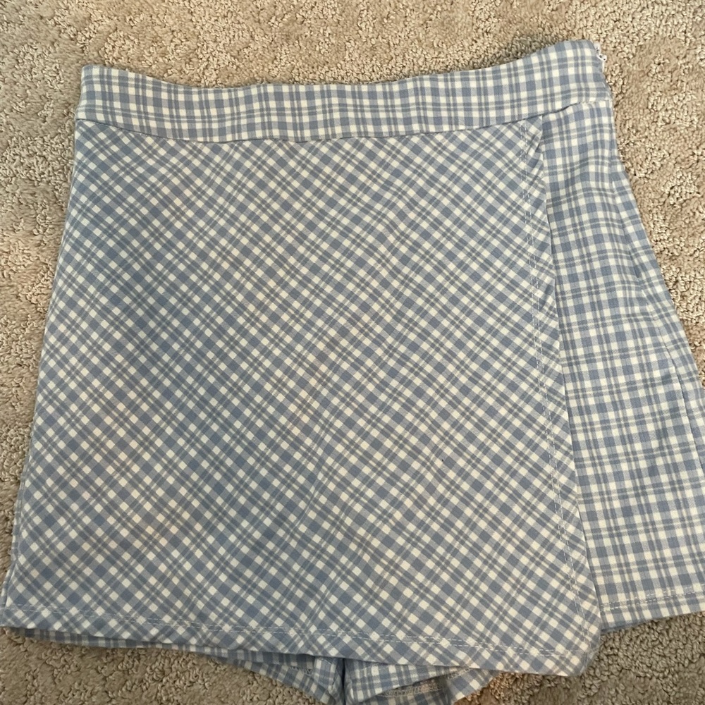 garage green and white plaid short-skirt
